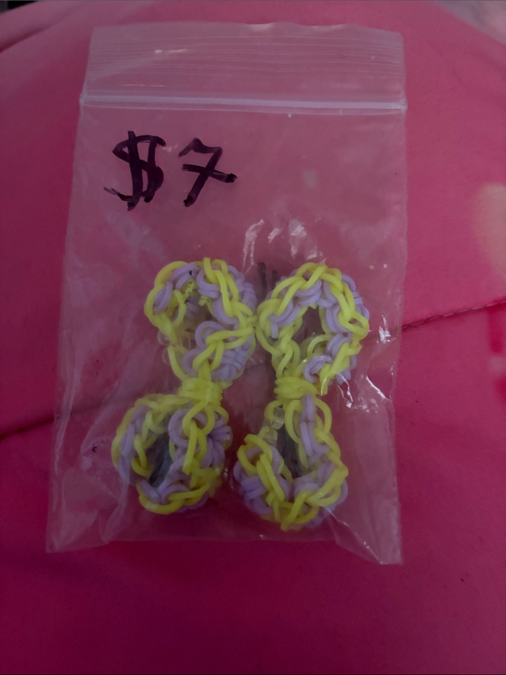 Handmade Yellow & Lavender Bow Hair Clips - Unbranded